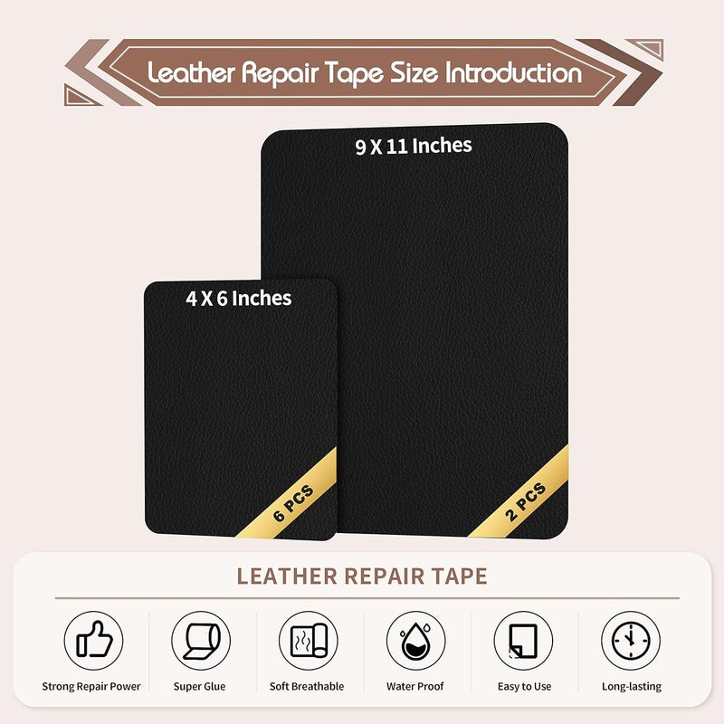 KING MOUNTAIN Leather Repair Patch,2 Packs 9 x 11 Inches self Adhesive Leather Repair Tape for Damaged Leather Furniture, Sofa Seating,Car Seats, Leather Goods(Black) - Image 4